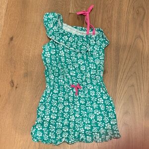 Mini Boden Green and Pink Floral One Piece Girls